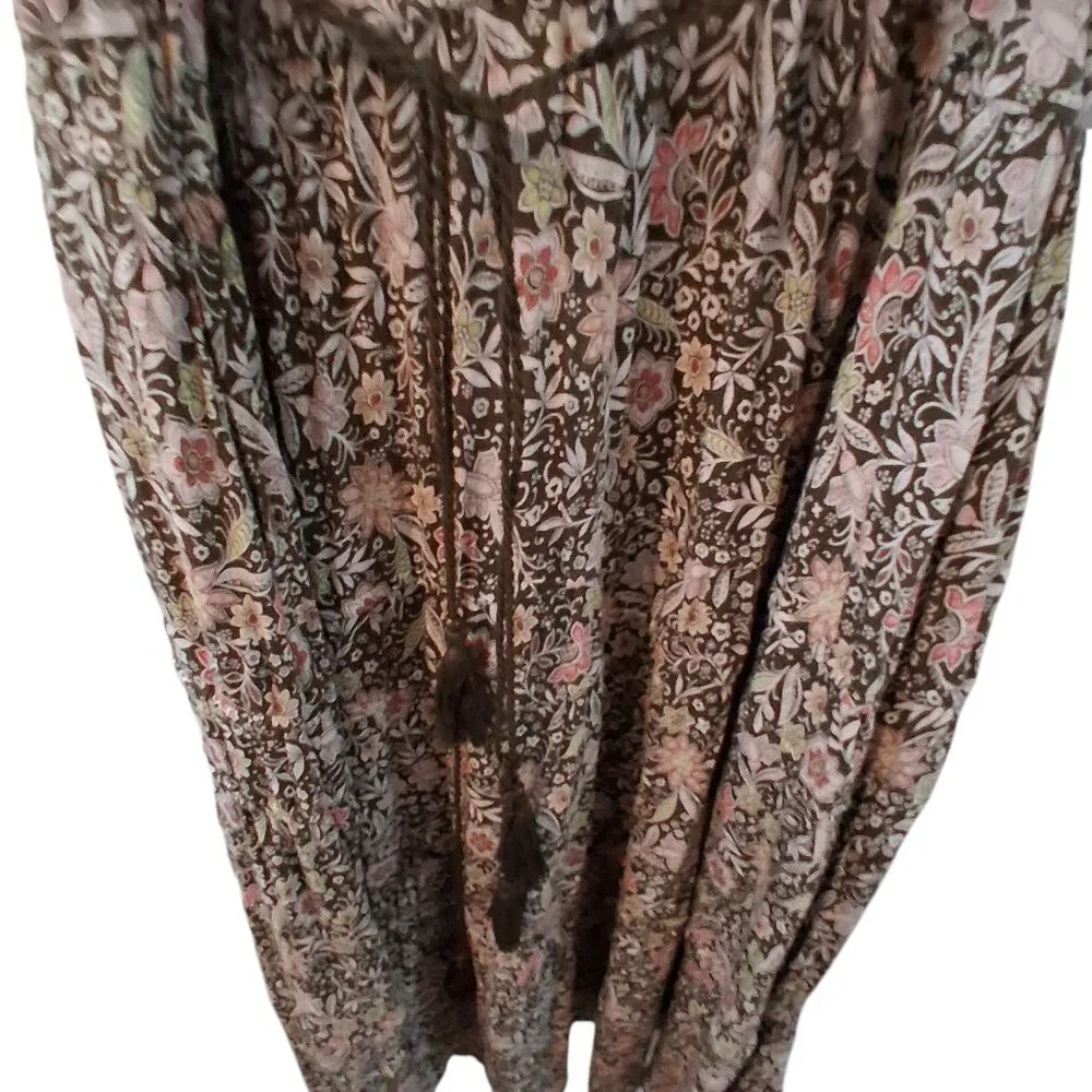 J Jill dress womens Large tiered midi Moss Wallflowers knit boho pockets